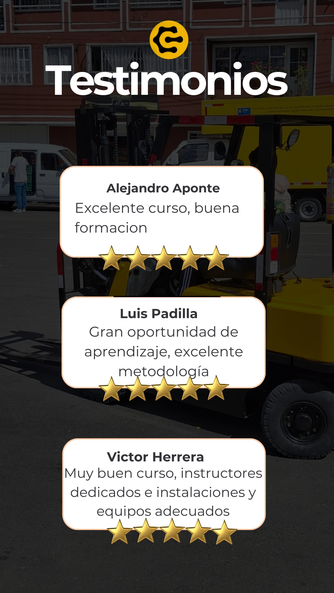 _Testimonios Reales capacitapro Testimonios curso de montacargas